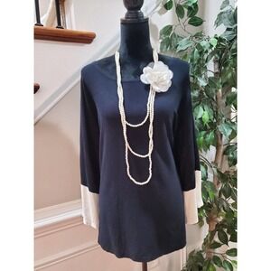 Alfani Women's Black Rayon Round Neck Long Sleeve Casual Top Blouse Size X-Large